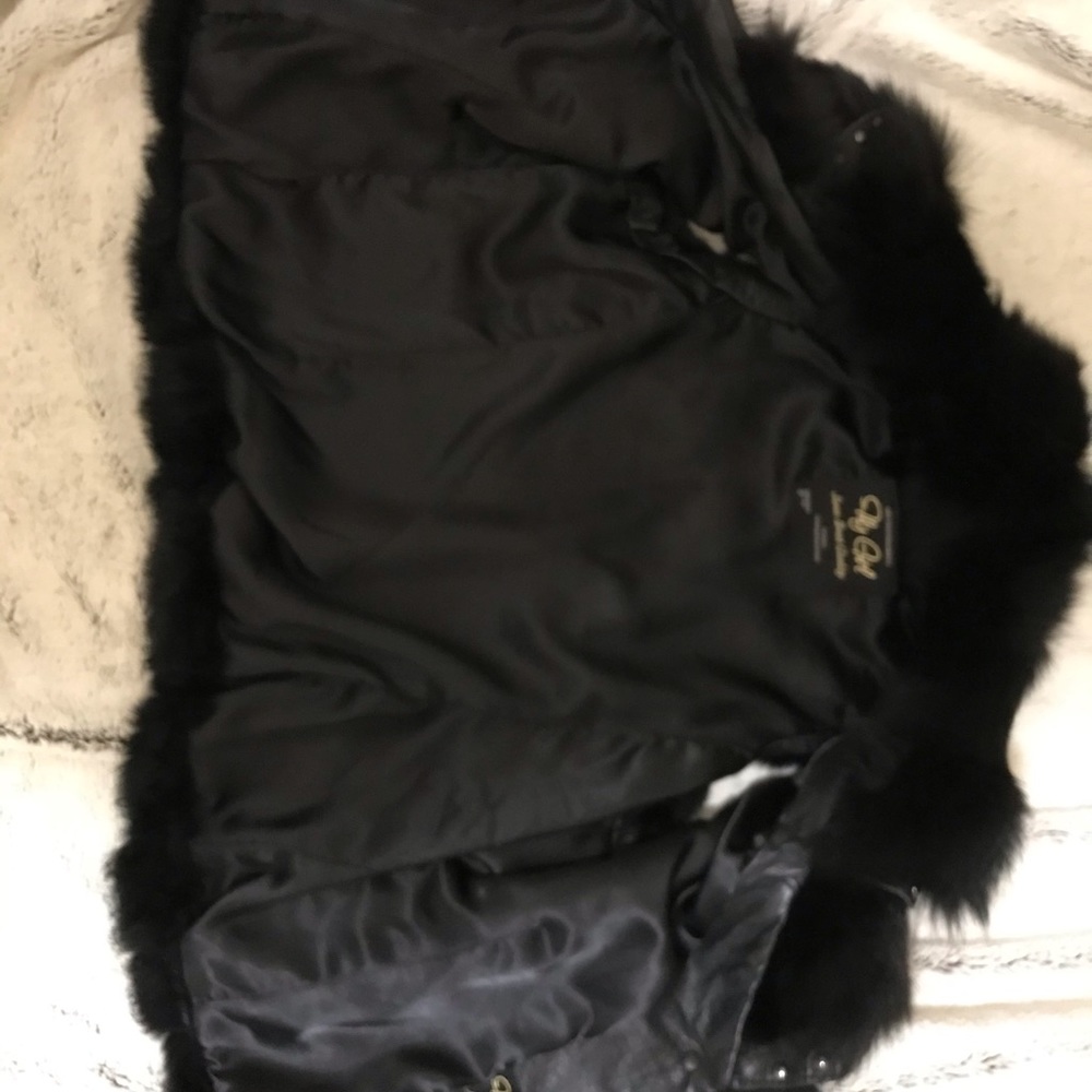Black Fur vest with leather/studded collar - Picture 8 of 13